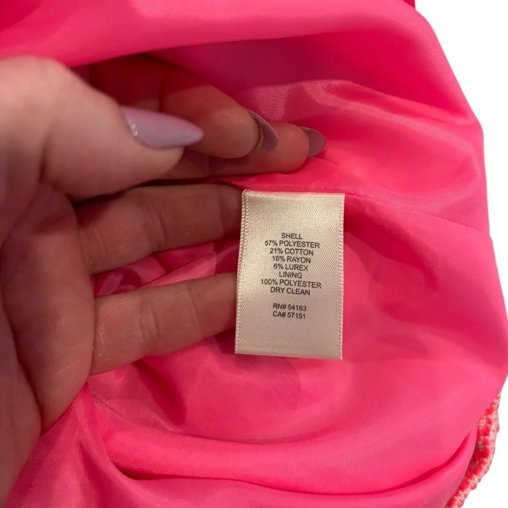 Eliza J Women's Dress‎ Pink/Cream Tweed Striped Metallic Size 10 - Picture 5 of 9